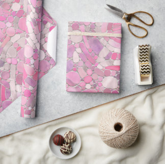 Papel De Presente Pebbles Mosaico Art - Rosa Blush Pink
