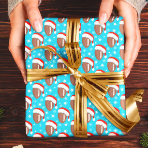 Papel De Presente Pebolas de futebol Papai noel Hat e Flocos de neve