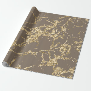 Papel De Presente Pedra do Marble Dourado, magro, castanho