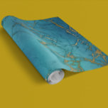 Papel De Presente Pedra Dourada Metálica Azul Turquesa<br><div class="desc">Este design foi criado através da arte digital. Pode ser personalizado clicando no botão personalizar e alterando a cor, adicionando um nome, iniciais ou as suas palavras favoritas. Entre em contato comigo em colorflowcreations@gmail.com se você quiser usar este design em outro produto. Compre minha pintura de acrílico abstrato original para...</div>