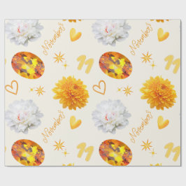 Papel De Presente Pedra e Flor de Nascimento de Novembro | Citrino e