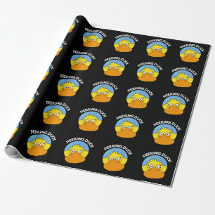 Papel De Presente Peeking Duck Funny Animal Chinês Dish Pun Dark BG