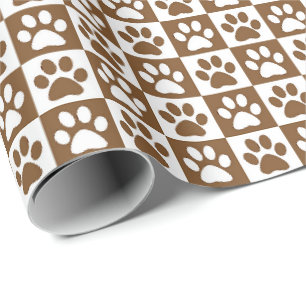 Papel De Presente Pegadas de cachorro marrons e brancas