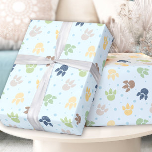 Papel De Presente Pegadas do Dinossauro Pastel Blue Green Boy Aniver