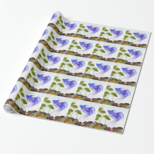 Papel De Presente Peixe Betta Azul
