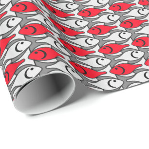 Papel De Presente Peixe, cinza e cinza modernos do século médio