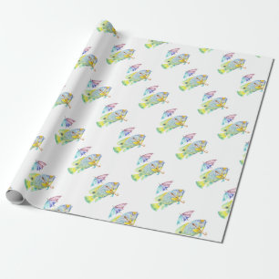 Papel De Presente Peixe com guarda-chuva