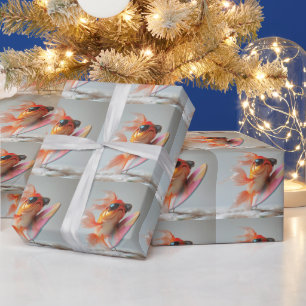 Papel De Presente Peixe Dourado Legal Surfando numa Onda