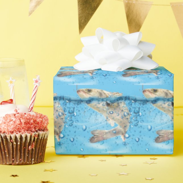 Papel De Presente peixe grande na água (Festa de aniversário)