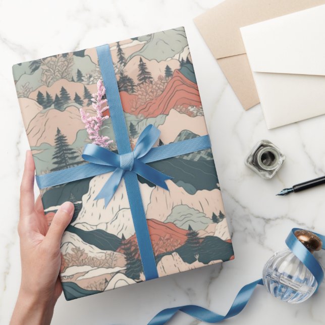 Papel De Presente Peixe Koi Japonês Padrão Sakura (Presentear)