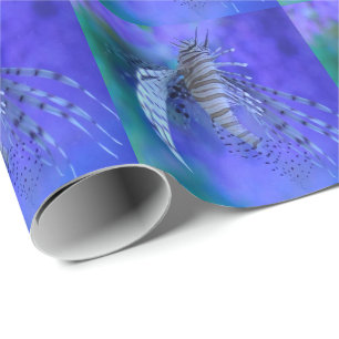 Papel De Presente Peixe-Leão-Aquário Peixe-Púrpura Pterois Zebrafish