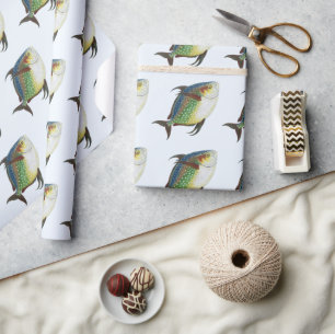 Papel De Presente Peixe Opah Tropical, Animal Aquático Marinho Antig