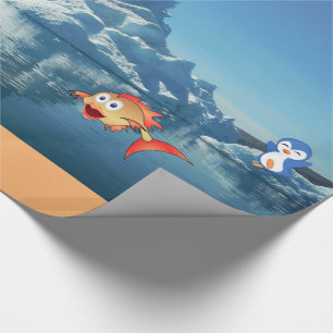 Papel De Presente Peixe pinguim de papel para enrolamento de dias de