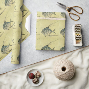 Papel De Presente Peixe Pompano Africano, Peixe Trevally de Barbatan