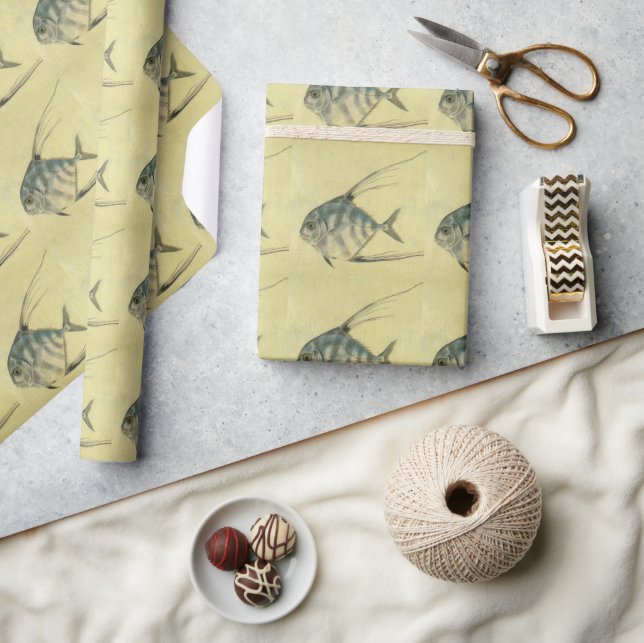 Papel De Presente Peixe Pompano Africano, Peixe Trevally de Barbatan (Artesanato)