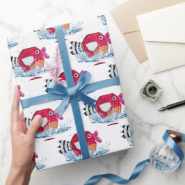 Papel De Presente Peixes Cachorros na Água
