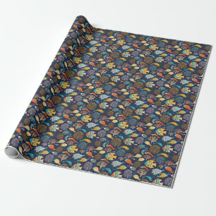 Papel De Presente Peixes coloridos: padrão das plantas aquáticas.