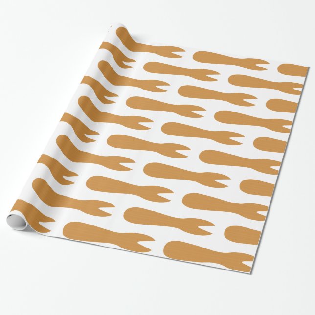 Papel De Presente Peixes e Chips Compram Fork de Madeira (Desenrolado)