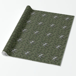 Papel De Presente Peixes Sinal de Zodíaco na Camo Digital Verde Woo