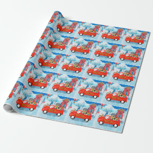 Papel De Presente Pekingese Dog Christmas Delivery Truck Snow