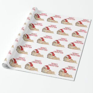 Papel De Presente Pekingese Santa Claus