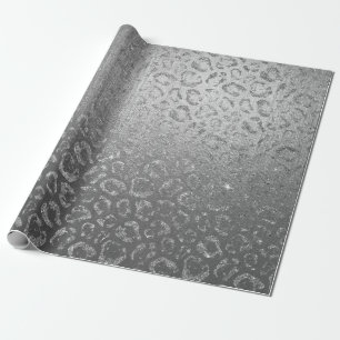 Papel De Presente Pele Animal Silver Shiny Leopard Vip