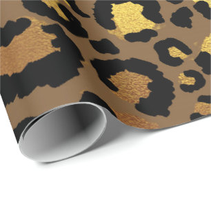 Papel De Presente Pele de animais leopardo Dourado negro Lux african