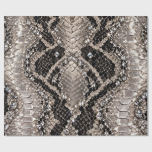 Papel De Presente Pele de Cobra Cristal Prata Luxo
