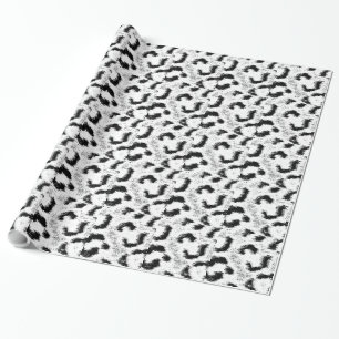 Papel De Presente Pele de Pele de Impressão do Leopardo Preto e Bran
