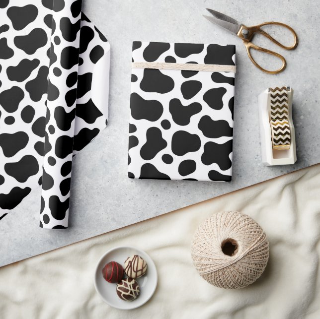 Papel De Presente Pele de Vaca Preto e Branco (Artesanato)