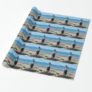 Papel De Presente Pelican Perch Em Um Rock Praia,