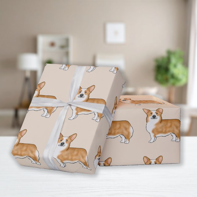 Papel De Presente Pembroke Vermelho E Branco Welsh Corgi - Padrão De (Criador carregado)