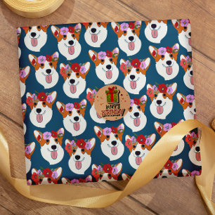 Papel De Presente Pembroke Welsh Corgi Blue Cartoon Wrappaper