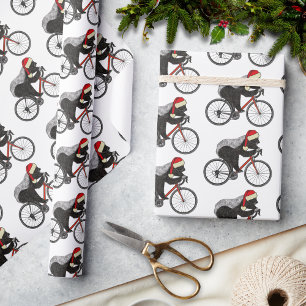 Papel De Presente Pena de mel de Natal numa bicicleta