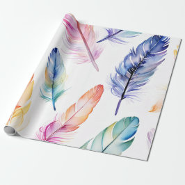 Papel De Presente Penas de Aquarela: Legitimidade Sutil