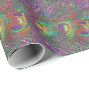 Papel De Presente Penas de Natal Tinsel Peacock