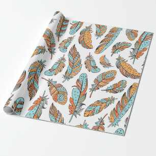 Papel De Presente Penas decorativas, sem soldadura. Retração manua