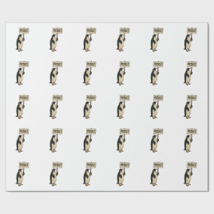 Papel De Presente Penguin Engraçado Resiste Protesto Contra Tarrifs