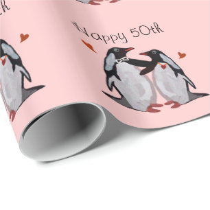 Papel De Presente Penguin Love 50th Anniversário