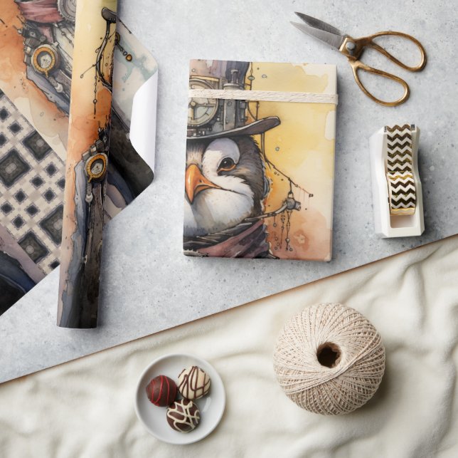 Papel De Presente Penguin Tall steampunk 1 Penguins (Artesanato)