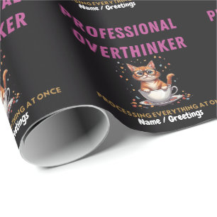 Papel De Presente Pensador Profissional Engraçado Humor de Gato Rela