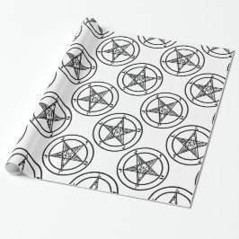 Papel De Presente pentagrama branco de bife halloween