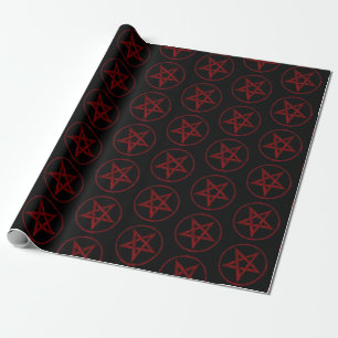 Papel De Presente Pentagrama do diabo vermelho