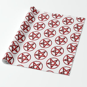 Papel De Presente Pentagrama do diabo vermelho