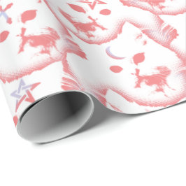 Papel De Presente Pentagrama e luas de bruxa Gótico do Pastel Kitten