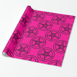 Papel De Presente pentagrama rosa pingue-pongue halloween