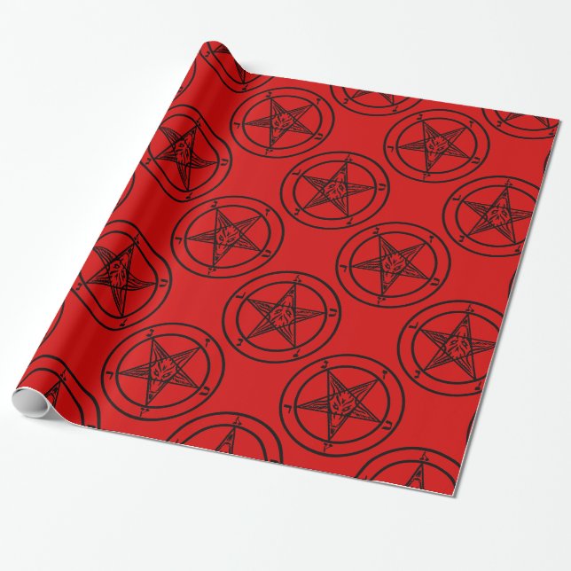Papel De Presente pentagrama vermelho de noiva halloween (Desenrolado)