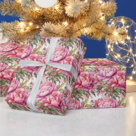 Papel De Presente Peônia Rosa