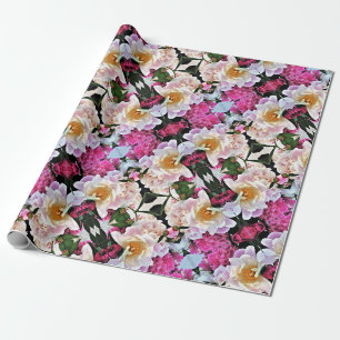 Papel De Presente Peonias com Roll de Enrolar de Presente