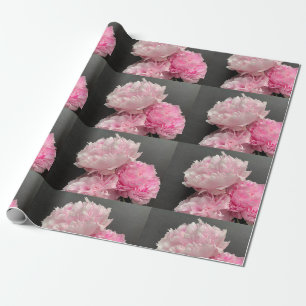 Papel De Presente Peônias em tons de rosa